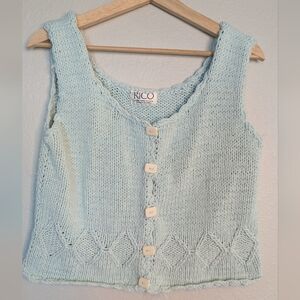Rico Light Blue Knit Button-Up Cardigan Vest